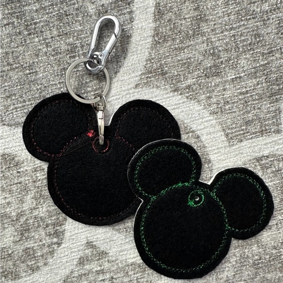 Disney Red and Green Mickey Mouse peppermint bag charm Keychain set of two - Picture 4 of 4